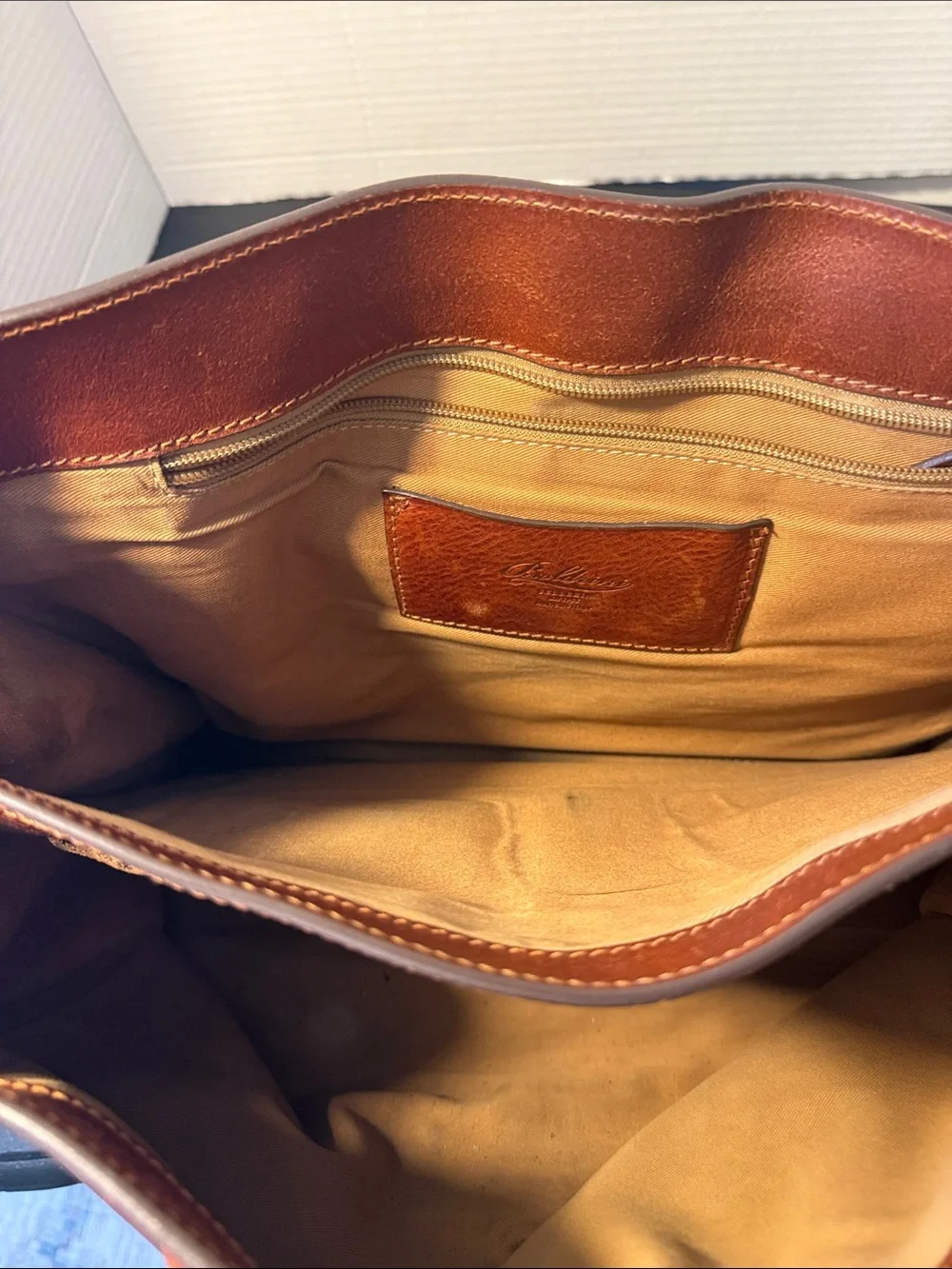 Boldrini Tan Leather Messenger Bag for Men